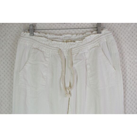 Roxy Oceanside Women's Medium White Linen Blend Beach Pants - Picture 2 of 16